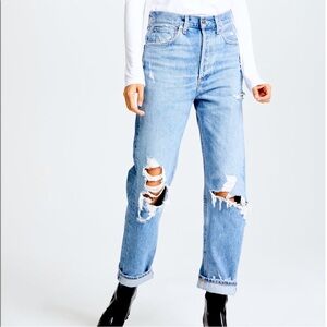 AGOLDE Distressed '90s Fit Loose Fit Jeans Straight Leg 100% Organic Cotton 27W